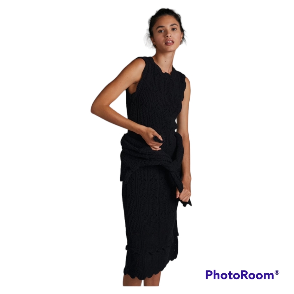 Anthropologie Black Midi Dress